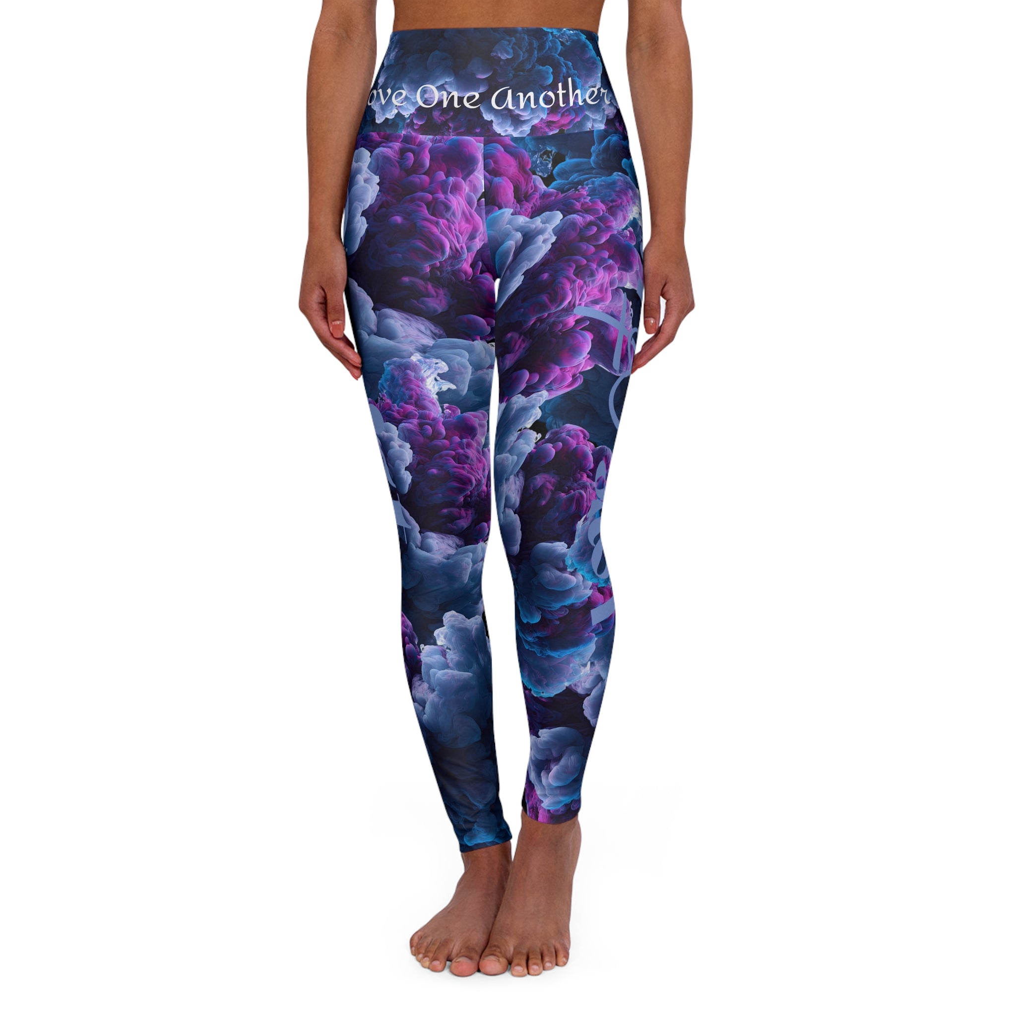 High-Waist Storm Clouds Christian Leggings — 'Love Like Christ' Motivational Activewear