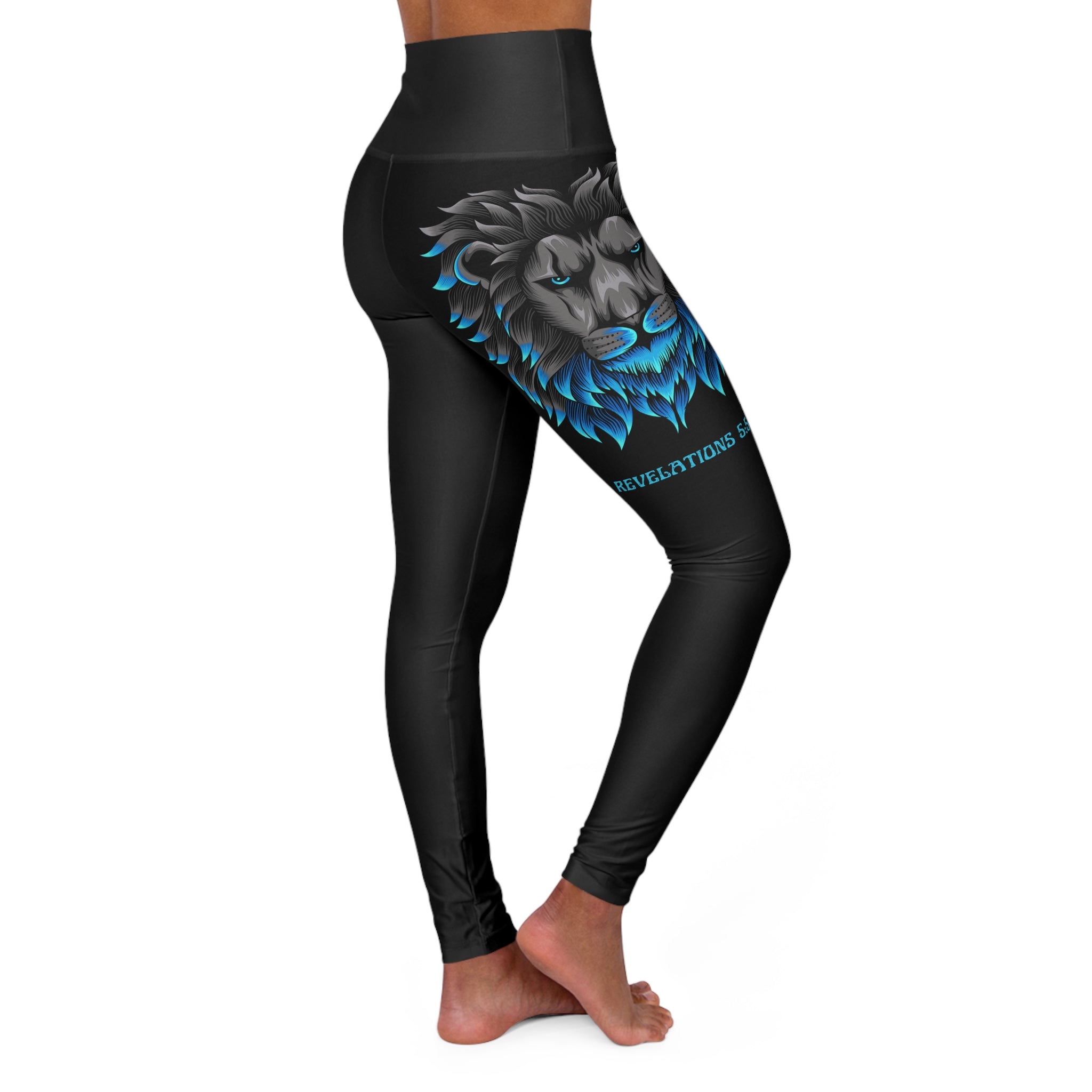 Christian High-Waisted Leggings — Lion of Judah Jesus Christ (Revelation 5:5)