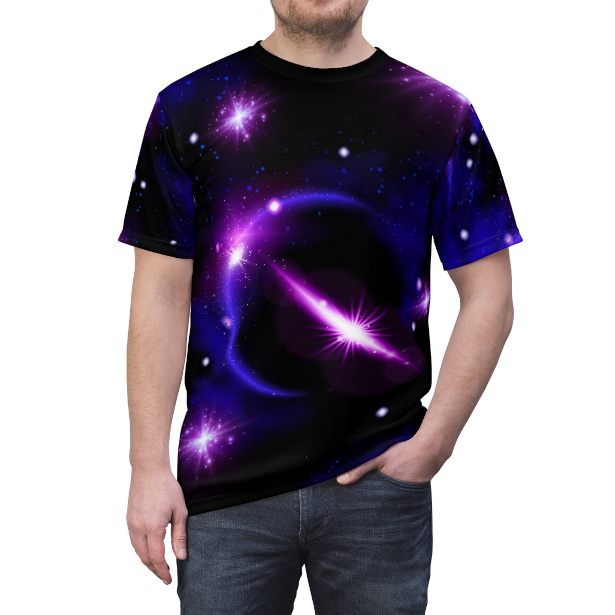 Galaxy Christian Tee — Cosmic Nebula All-Over Print Shirt "Lord God" "It Is You Who Have Created The Heavens and Earth..."