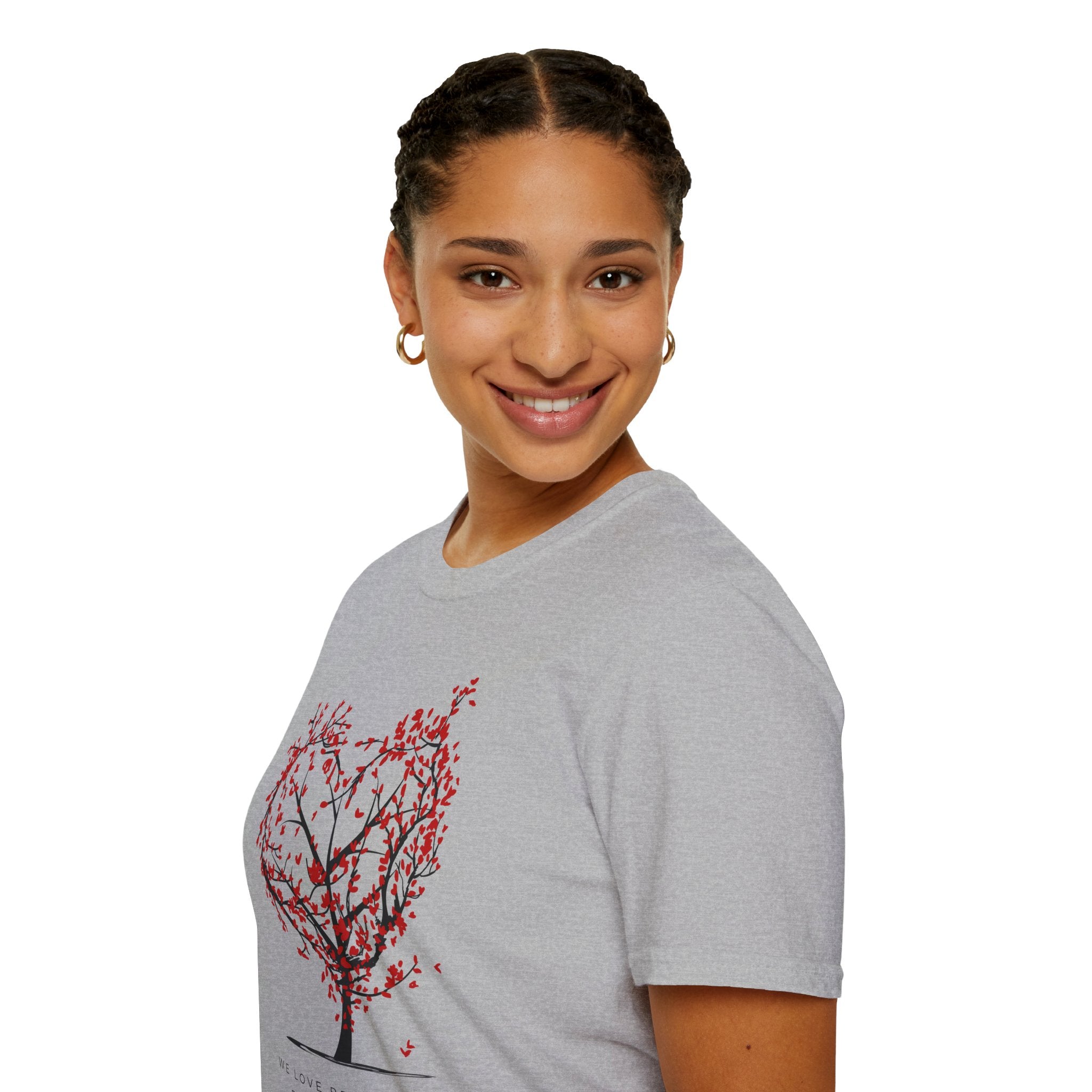 Heart Blossom Tree T‑Shirt — "We Love Because He First Loved Us" Christian Tee