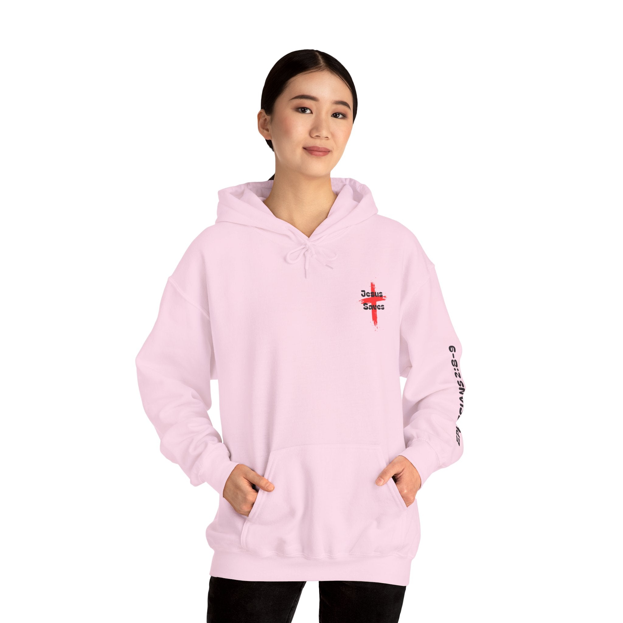 Saved By Grace Hoodie — Christian Cross Faith Pullover