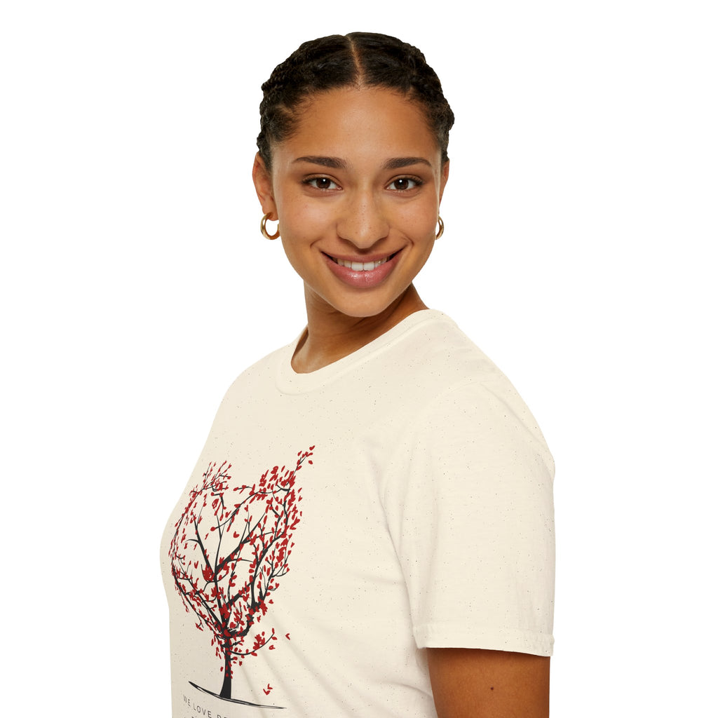 Heart Blossom Tree T‑Shirt — "We Love Because He First Loved Us" Christian Tee