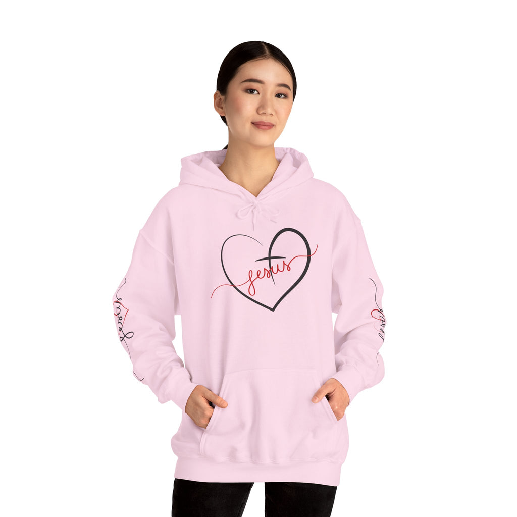Heart Script "Jesus" Hoodie — Faith Graphic Sweatshirt