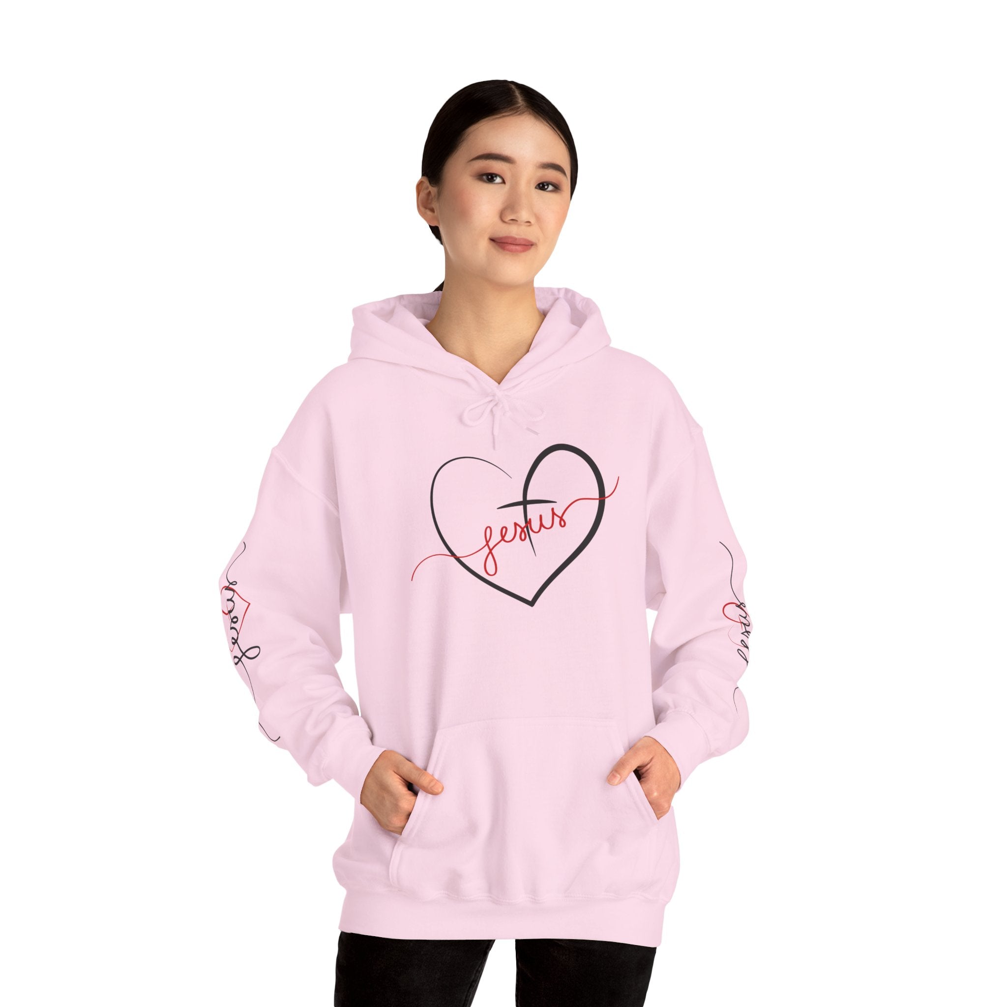 Heart Script "Jesus" Hoodie — Faith Graphic Sweatshirt