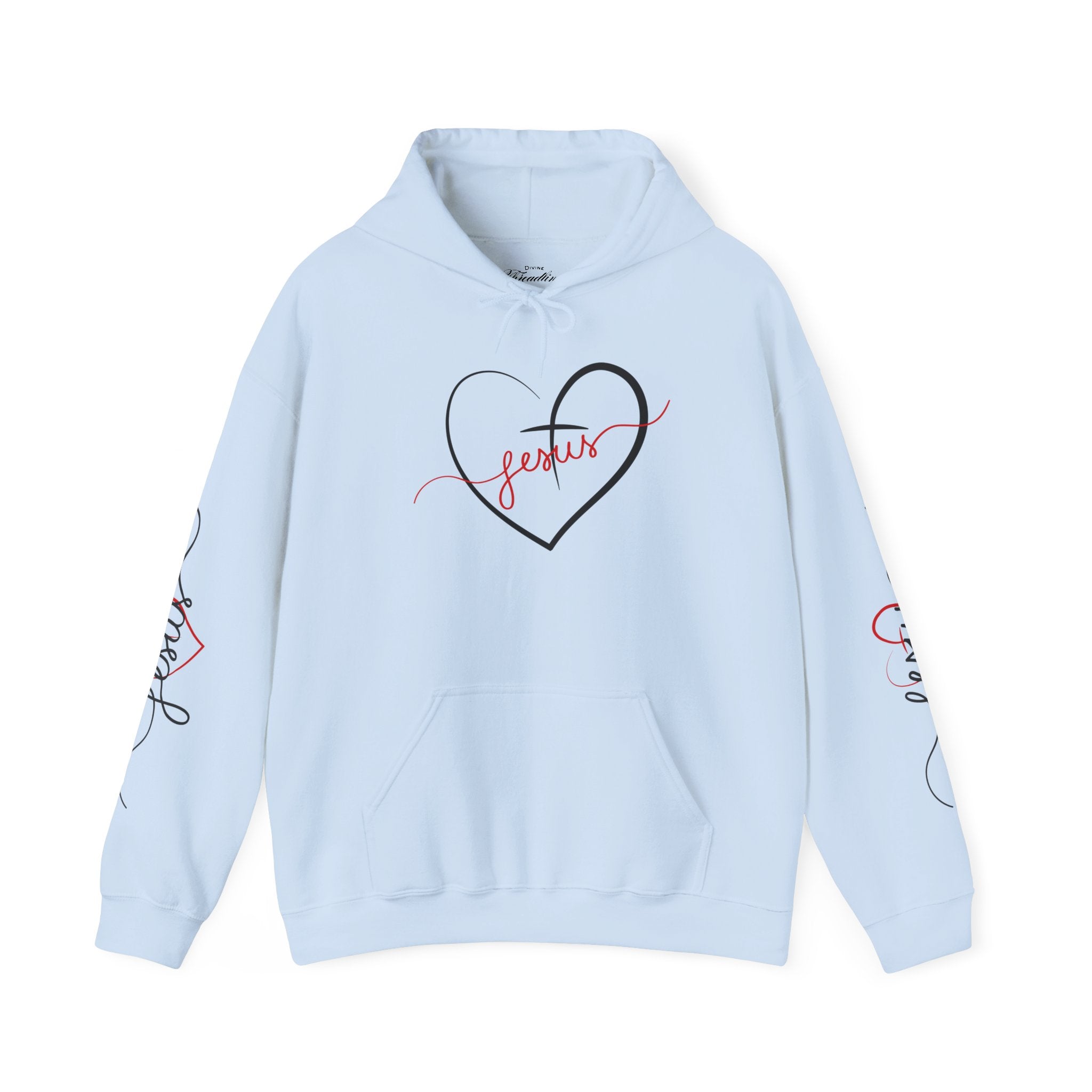 Heart Script "Jesus" Hoodie — Faith Graphic Sweatshirt