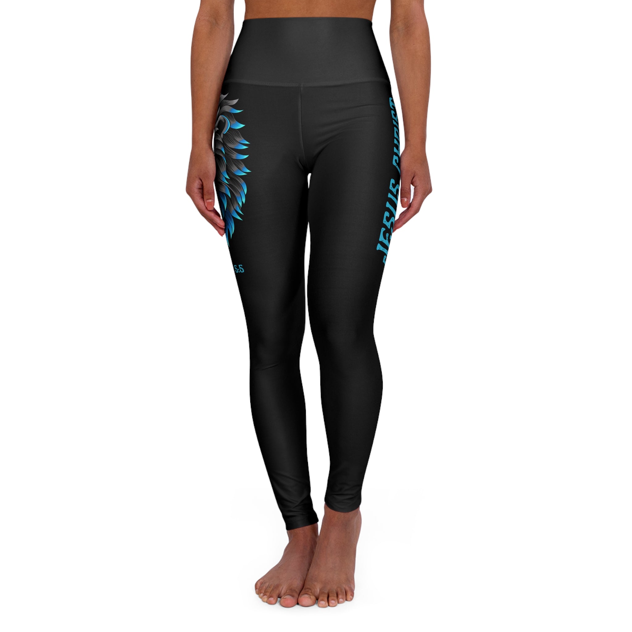 Christian High-Waisted Leggings — Lion of Judah Jesus Christ (Revelation 5:5)