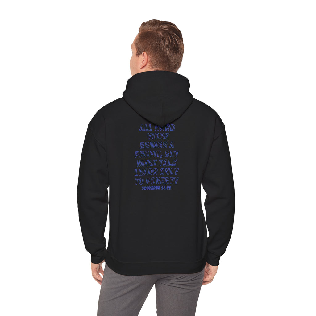 Hustle Harder Hoodie — Motivational Black Pullover with Inspirational Bible Verse