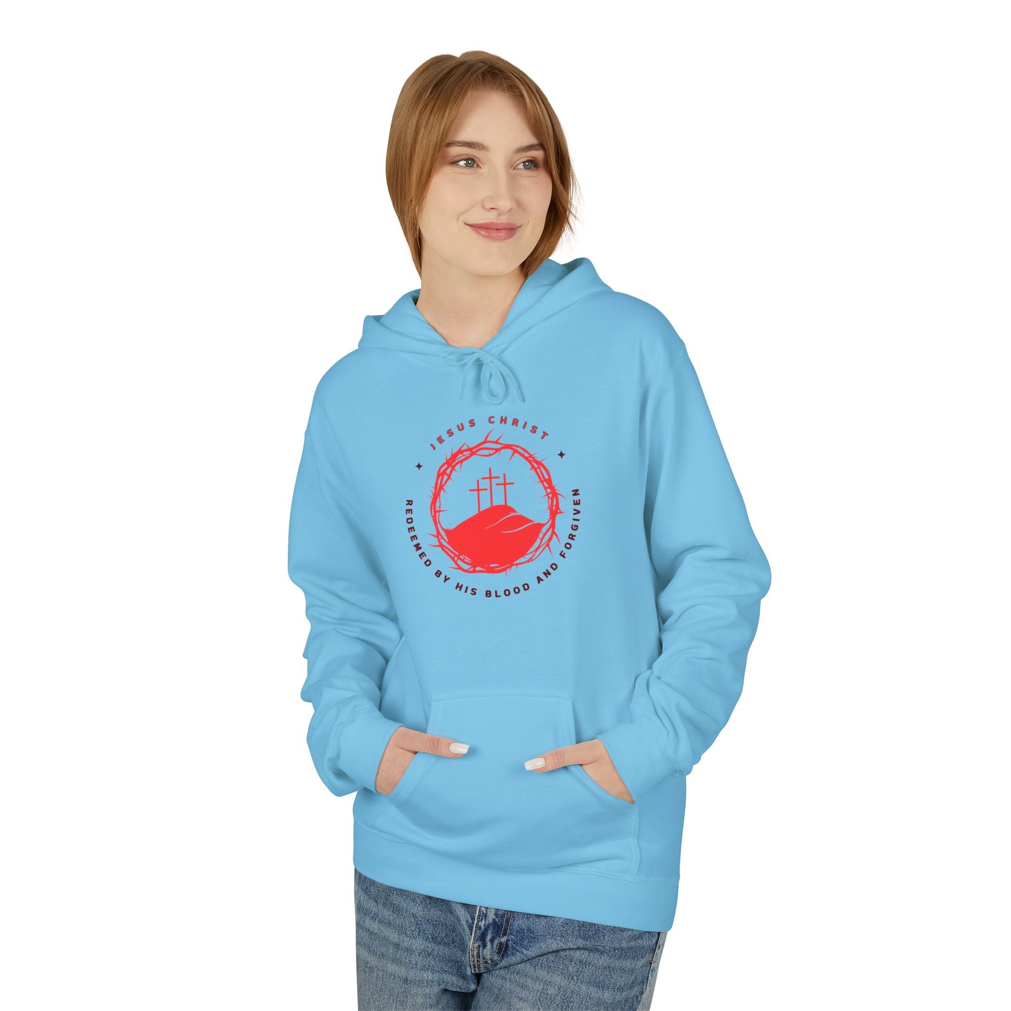 Jesus Christ Crown of Thorns Calvary Hoodie-Redeemed By His Blood and Forgiven