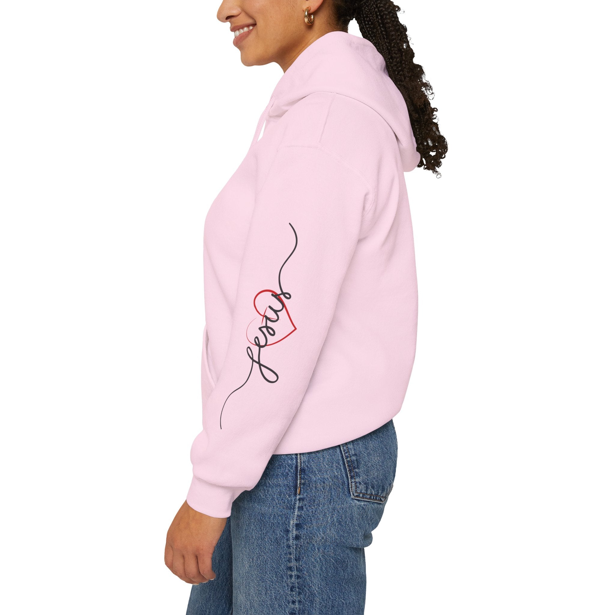 Heart Script "Jesus" Hoodie — Faith Graphic Sweatshirt