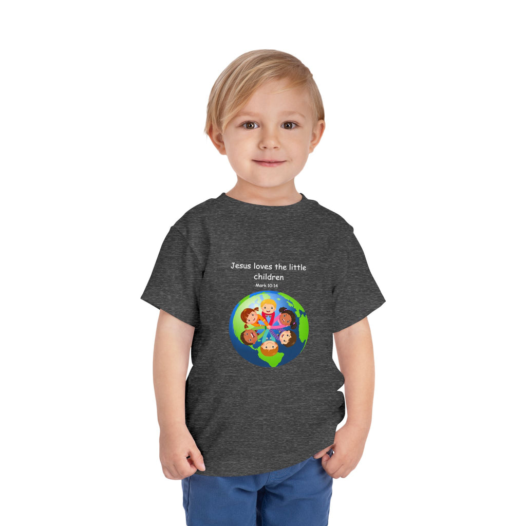 Kids' Christian Tee - "Jesus Loves the Little Children" Rainbow World Shirt