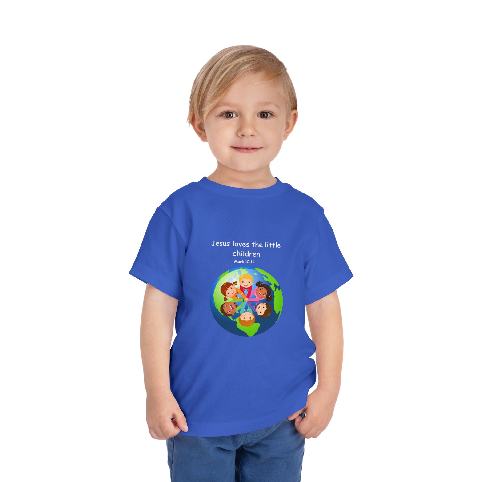 Kids' Christian Tee - "Jesus Loves the Little Children" Rainbow World Shirt