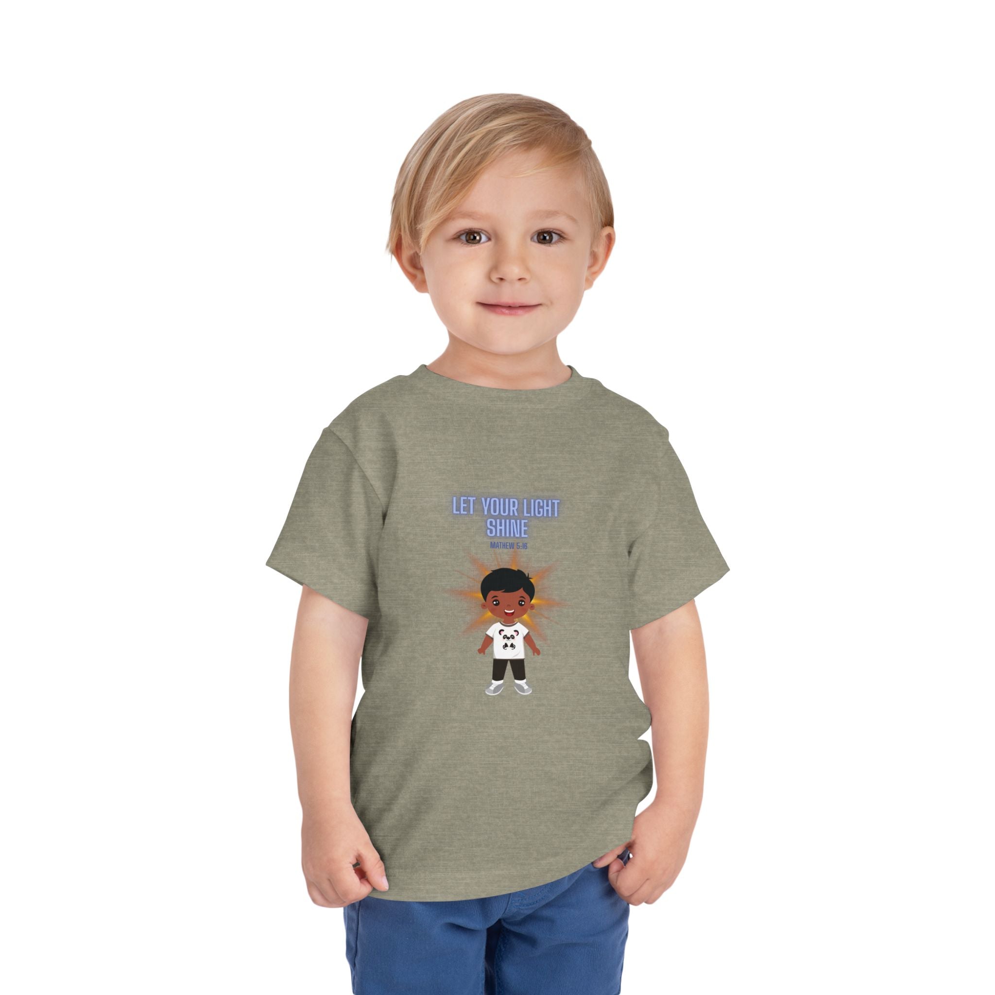 Toddler Tee — "Let Your Light Shine" Cartoon Kid Graphic